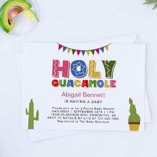 Holy Guacamole Fiesta Baby Shower Kawaii Avocado I Invitation