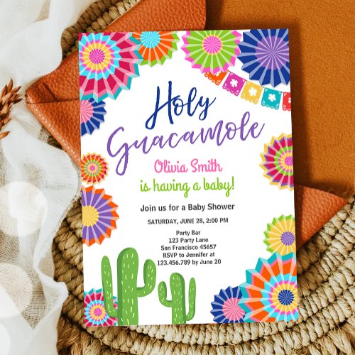 Holy Guacamole Fiesta Baby Shower Mexican Party  I Invitation