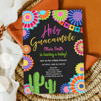 Holy Guacamole Fiesta Baby Shower Mexican Party  Invitation by Anietillustration at Zazzle