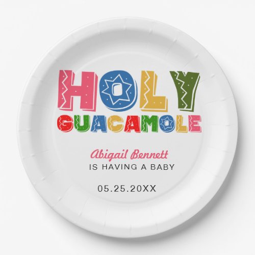 Holy Guacamole Fiesta Baby Shower tacos colorful Paper Plates