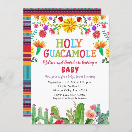 Holy Guacamole Fiesta Baby Shower with cactus Invitation