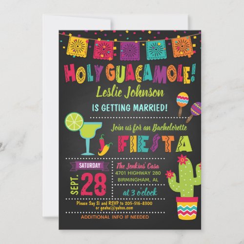 Holy Guacamole Fiesta Bachelorette Invitation