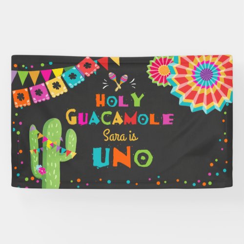Holy Guacamole Fiesta Birthday Banner Cactus Uno