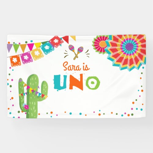 Holy Guacamole Fiesta Birthday Banner Cactus Uno