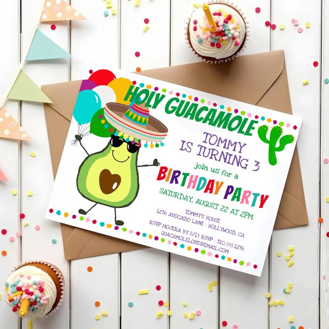 Holy Guacamole Fiesta Birthday Party Invitation (Creator Uploaded)
