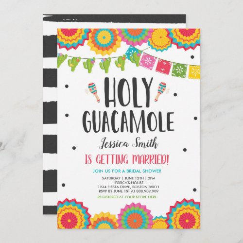 Holy Guacamole Fiesta Cactus Bridal Shower Invitation
