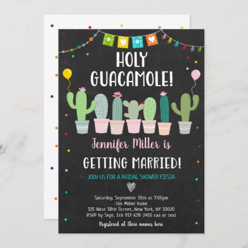 Holy Guacamole Fiesta Cactus Bridal Shower Invitation