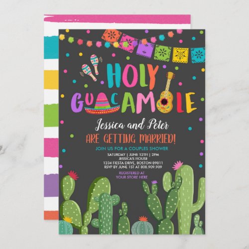 Holy Guacamole Fiesta Cactus Couples Shower Invitation