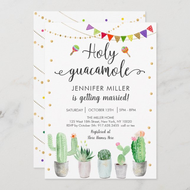 Holy Guacamole Fiesta Couples Bridal Shower Invitation (Front/Back)