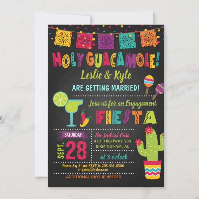 Holy Guacamole Fiesta Engagement Shower Invitation (Front)
