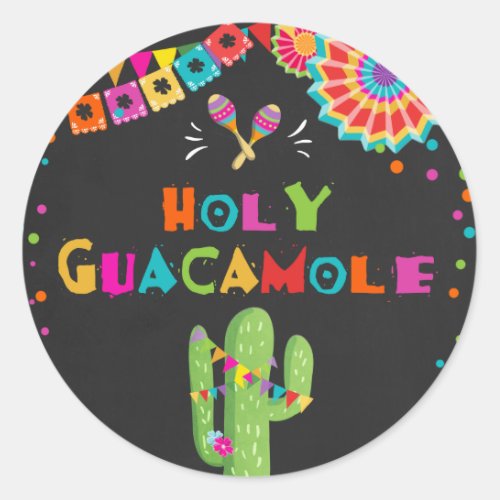 Holy Guacamole fiesta favor tag Sticker Cactus