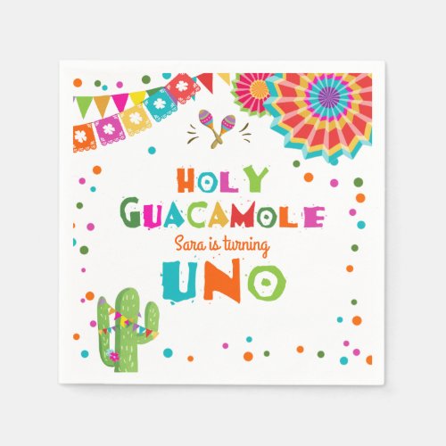 Holy Guacamole Fiesta Paper Napkin Mexican Cactus
