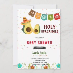 Holy Guacamole fiesta shower birthday invitation