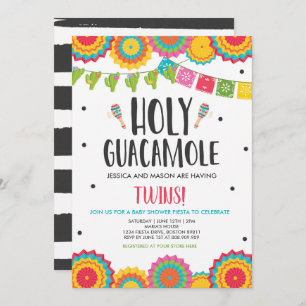 Holy Guacamole Fiesta Twins Baby Shower Invitation