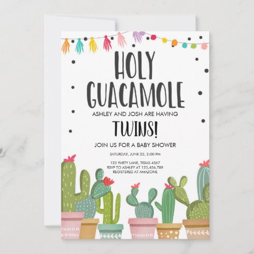 Holy Guacamole Fiesta Twins Baby Shower Invitation