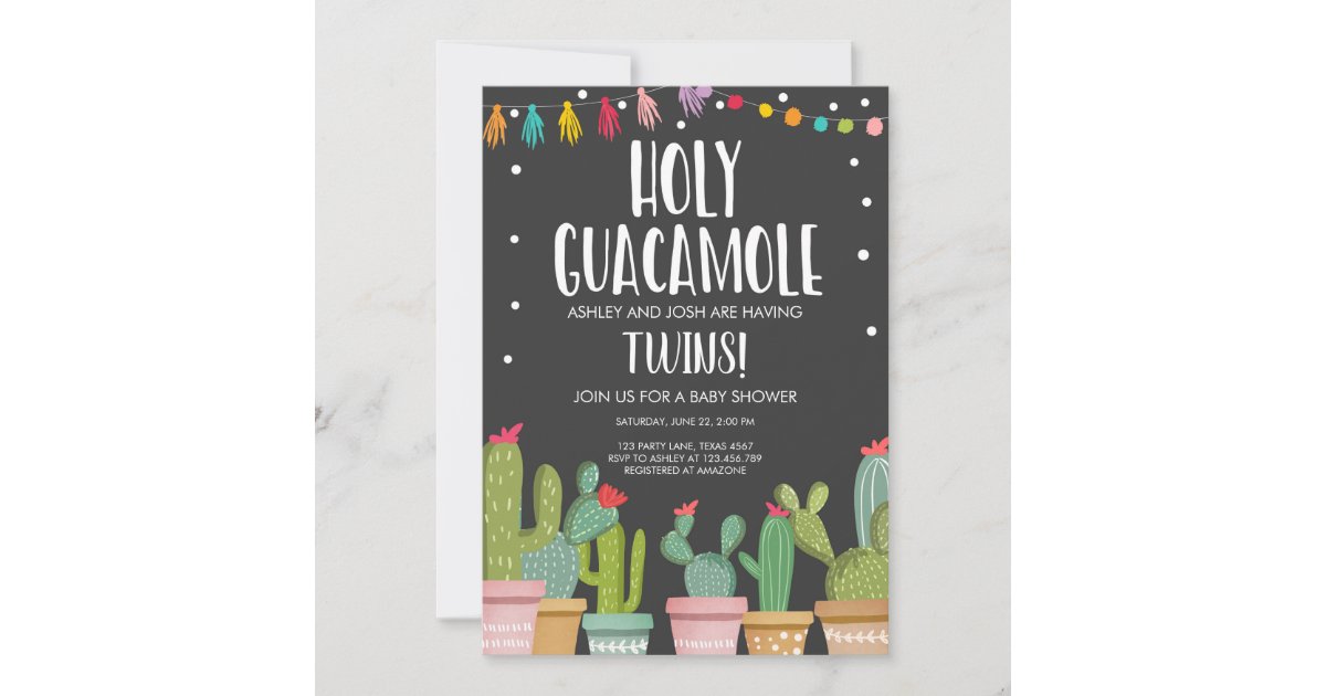 Holy Guacamole Fiesta Twins Baby Shower Invitation | Zazzle