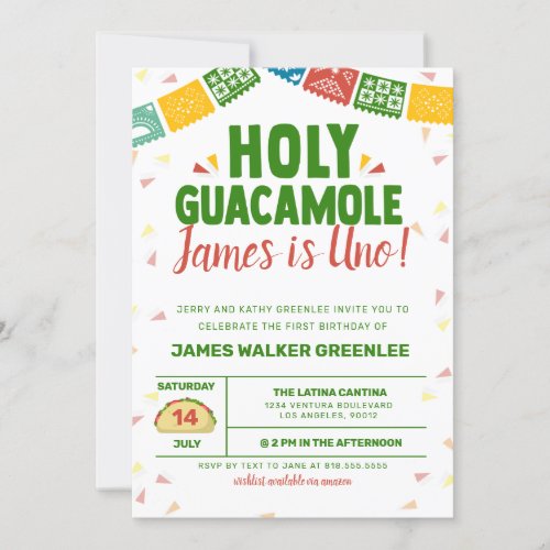 Holy Guacamole First Birthday Fiesta Invitation