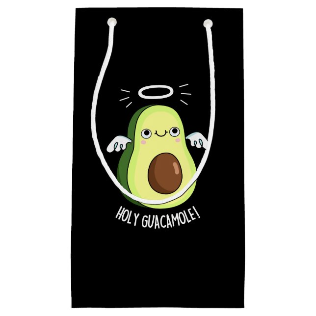 Holy Guacamole Funny Goody Avocado Pun Dark BG Small Gift Bag (Front)