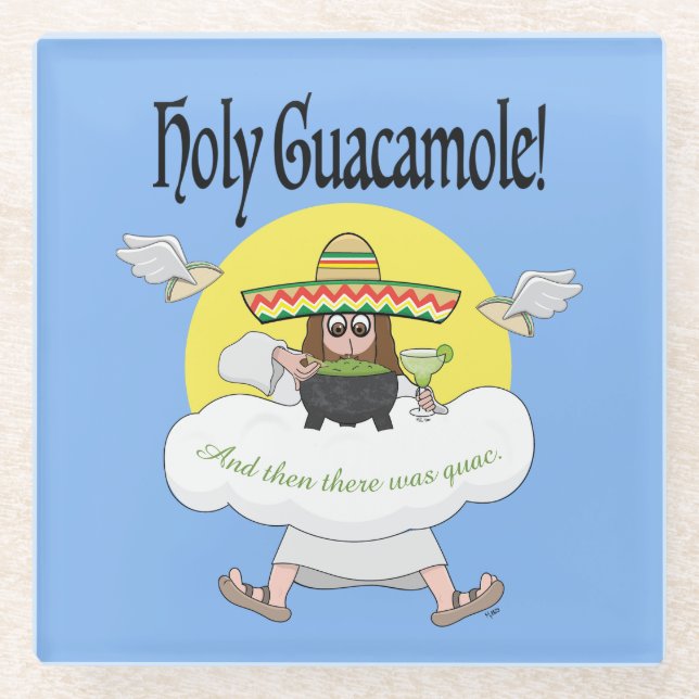 Holy Guacamole Glass Coaster (Front)