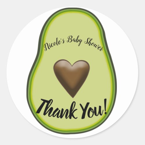 Holy Guacamole Heart Avocado Baby Shower Bridal Classic Round Sticker