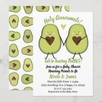 Holy Guacamole Heart Avocado Baby Shower Twins