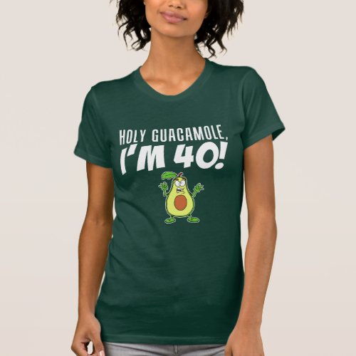 Holy Guacamole Im 40 Cartoon Avocado ON DARK T_Shirt