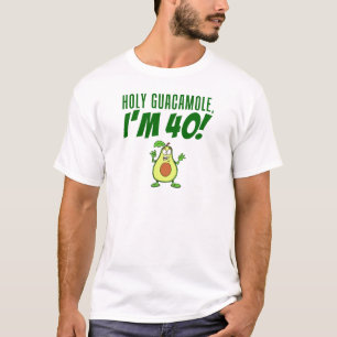 Holy Guacamole I'm 40 Cartoon Avocado T-Shirt