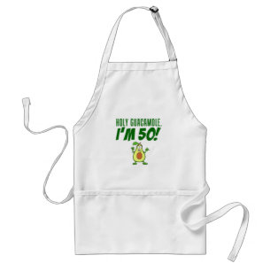 Holy Guacamole I'm 50 Cartoon Avocado Adult Apron