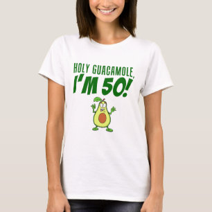 Holy Guacamole I'm 50 Cartoon Avocado T-Shirt