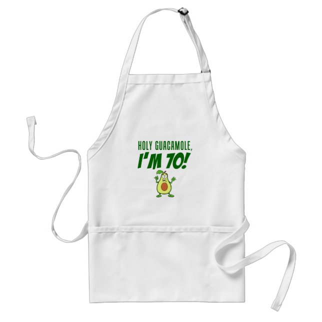 Holy Guacamole I'm 70 Cartoon Avocado Adult Apron (Front)