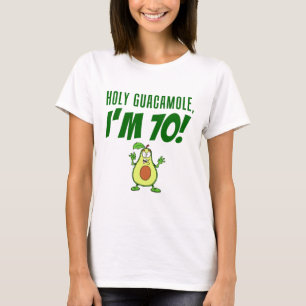 Holy Guacamole I'm 70 Cartoon Avocado T-Shirt