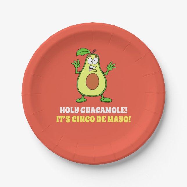 Holy Guacamole It's Cinco De Mayo Avocado Paper Plates (Front)