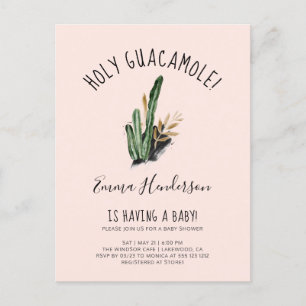Holy Guacamole Mexican Cactus Baby Shower Invitation Postcard