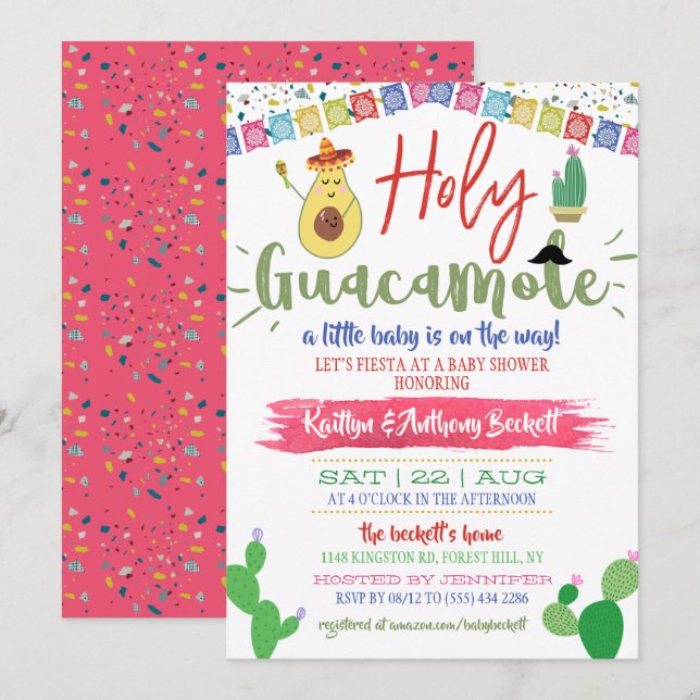 Holy Guacamole Mexican Fiesta Baby Shower Invitation (Front/Back)