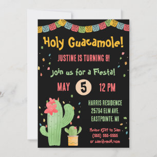 Holy Guacamole! Mexican Fiesta Birthday Party Invitation