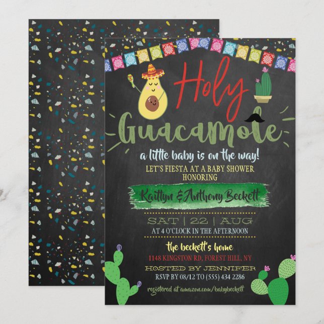 Holy Guacamole Mexican Fiesta Coed Baby Shower Invitation (Front/Back)