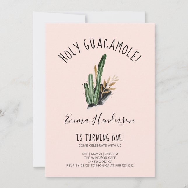 Holy Guacamole Mexican Modern 1st Birthday (Front)