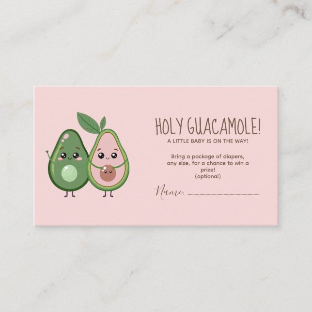 Holy Guacamole Pink Avocado Baby Shower Enclosure Card (Front)