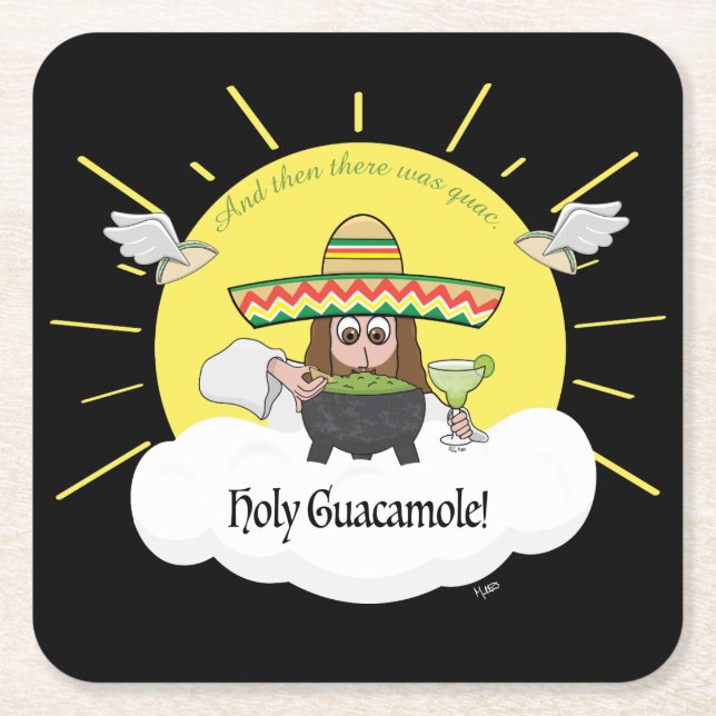 Holy Guacamole Square Paper Coaster (Front)