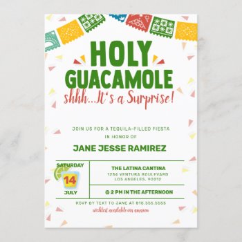 Holy Guacamole Surprise Fiesta Invitation by party_depot at Zazzle