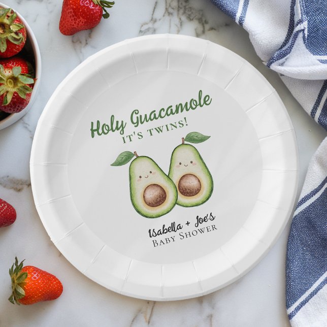Holy Guacamole Twins Funny Baby Shower Paper Plates (Creator Uploaded)