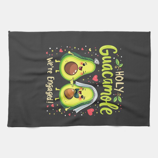 Holy Guacamole We're Engaged Couples Bride Kitchen Towel (Horizontal)