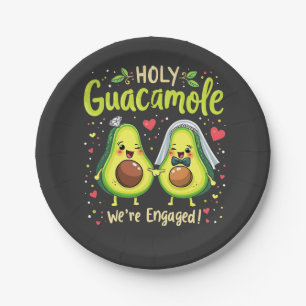 Holy Guacamole We're Engaged Couples Bride Paper Plates