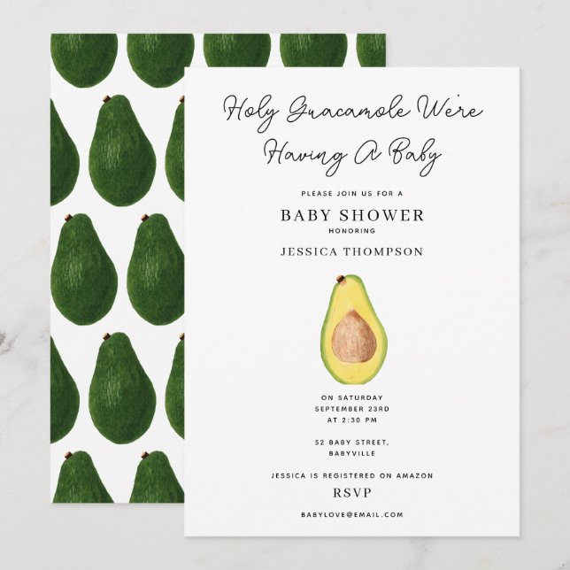 Holy Guacamole We're Having A Baby Shower Invitation (Front/Back)