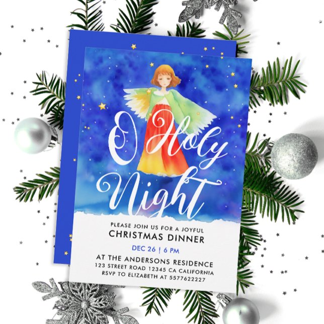 Holy Guardian Angel Blessing Christmas Watercolor Invitation (Creator Uploaded)