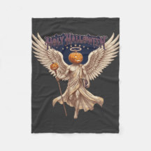 Holy Halloween Angel Pumpkin Gothic Vintage Illust