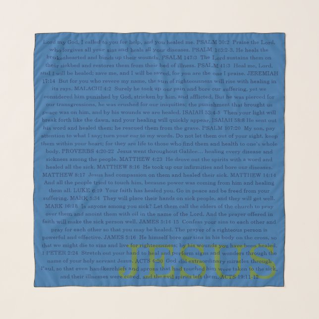 Holy Healing Scripture Christian Prayer Cloth Scarf (Front)