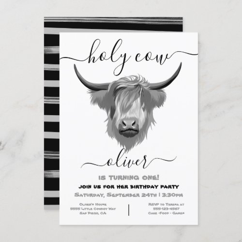 Holy Highland Cow Birthday Party Invitation