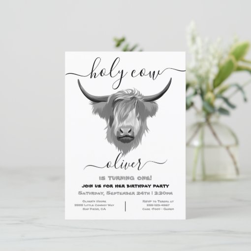 Holy Highland Cow Birthday Party Invitation | Zazzle