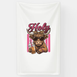 Holy Highland Cow Vintage Boba Tea Shirt Design_1 Banner